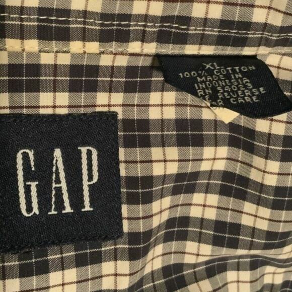 GAP Shirt Mens Size Extra Large Short Sleeves Button Down Multicolor Plaid Top - Picture 6 of 8